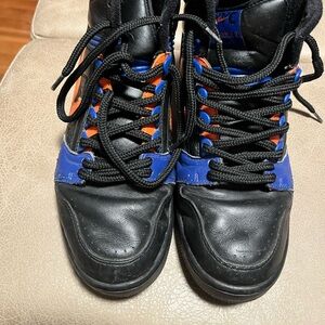 Nike Air Force 2 Black and Blue High-Top Sneakers with Orange Accents